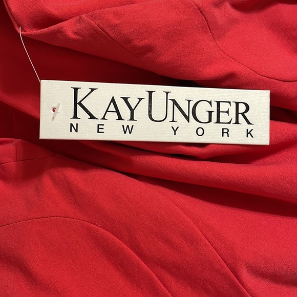 Kay Unger Orange Dress With Detailed Neckline - Picture 3 of 3